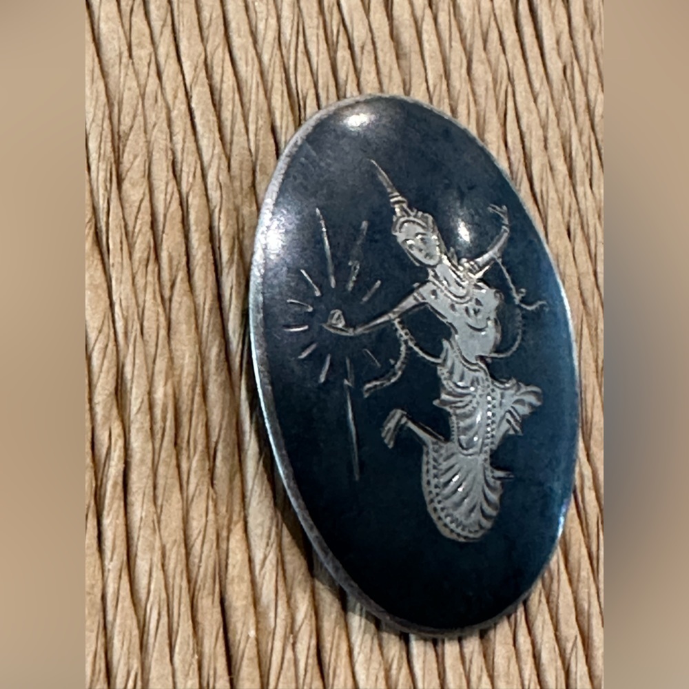 SIAM (Thailand) stamped goddess of lightning brooch